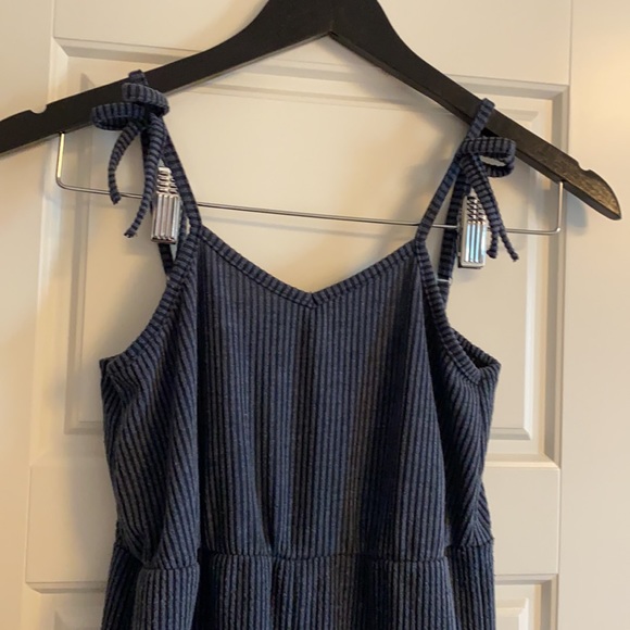 Navy, wide leg kids romper - Picture 2 of 4